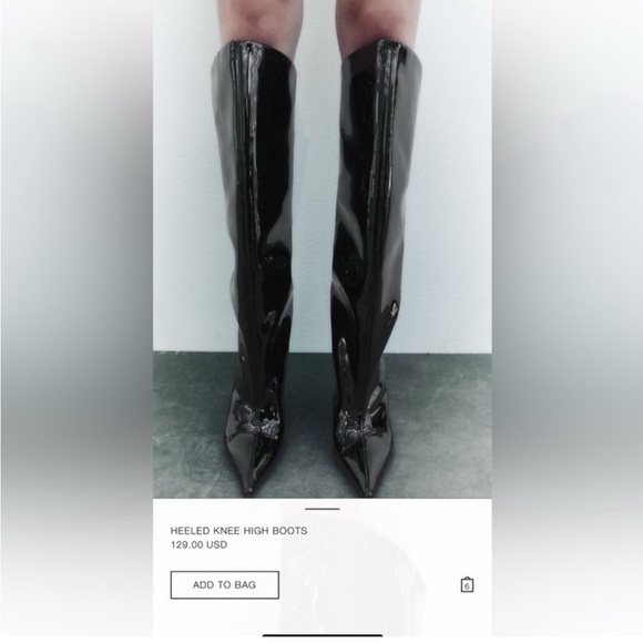 FAUX PATENT KNEE HIGH HEELED BOOTS 39 - Picture 3 of 3